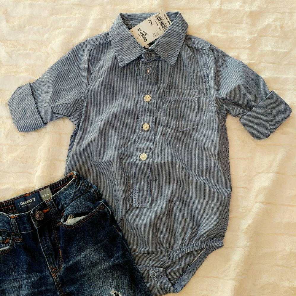 OshKosh B'gosh Striped Baby Boy Button Down Onesie
